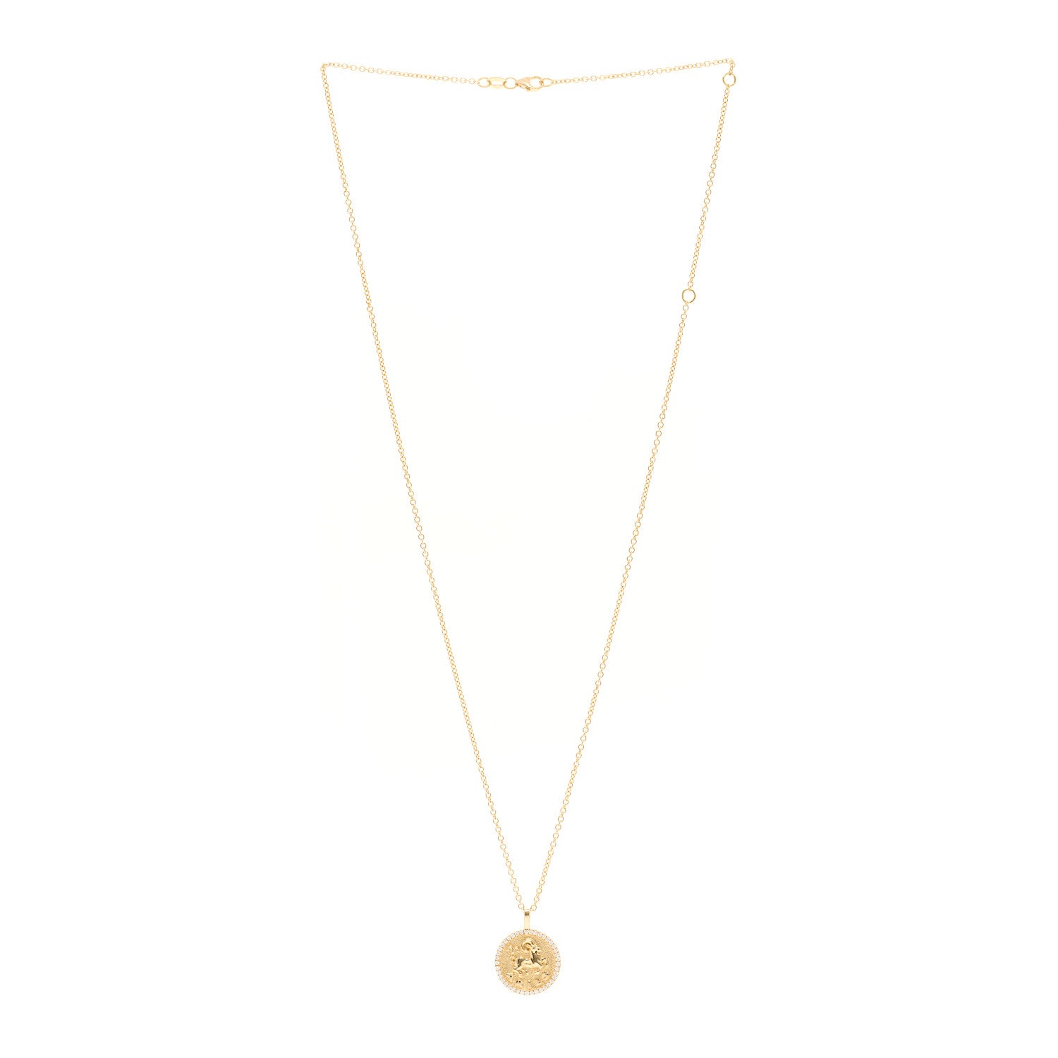 Anita Ko 18K Yellow Gold Diamond Small Aries Zodiac Coin Pendant Necklace 3 of 4