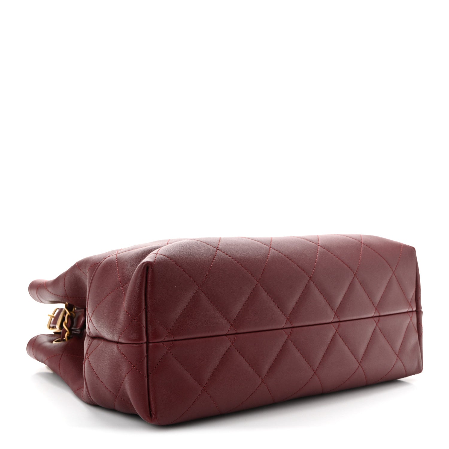 Chanel Calfskin Quilted Small Coco Base Shopping Bag Burgundy 4 of 10