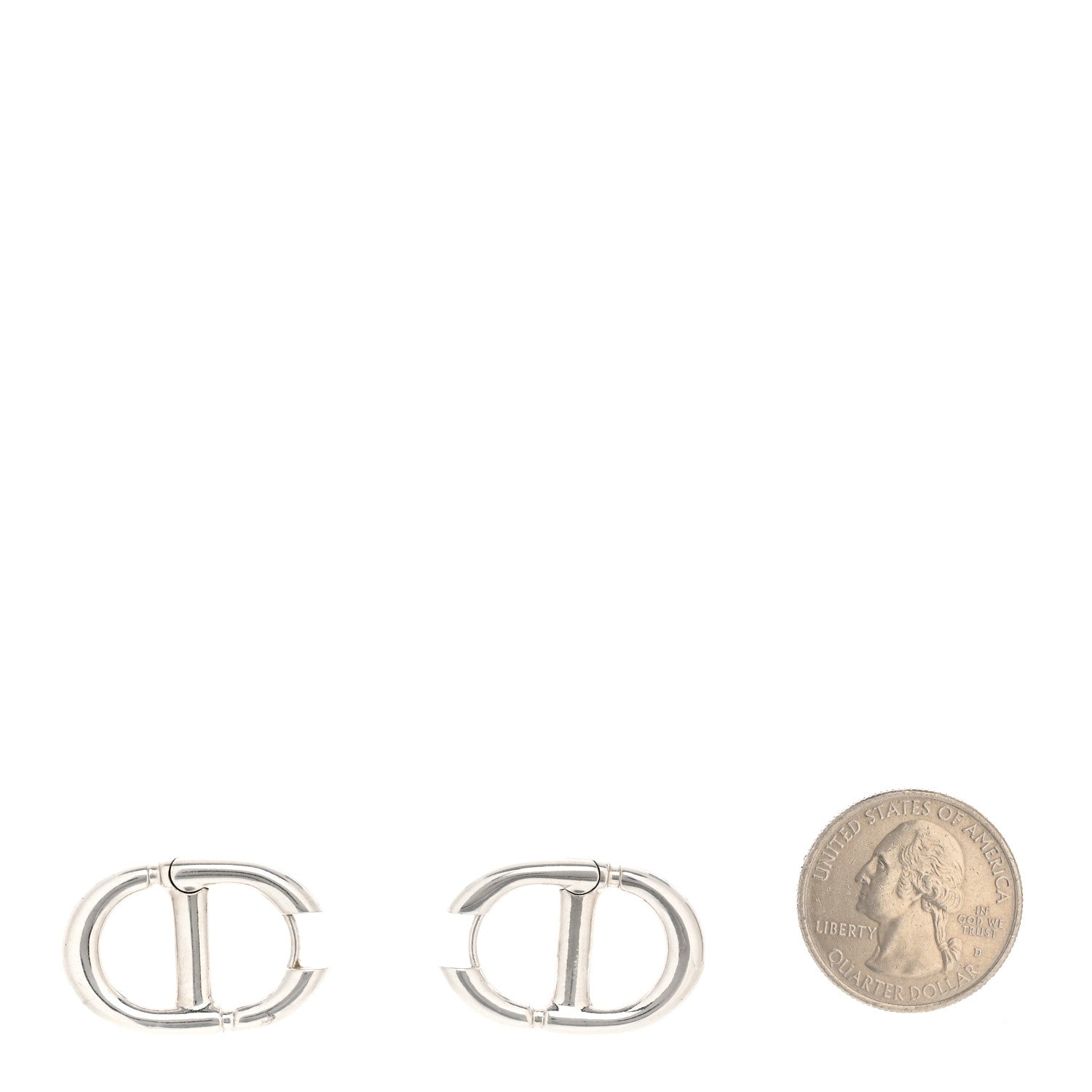 Christian Dior Metal CD Earrings Silver 2 of 4