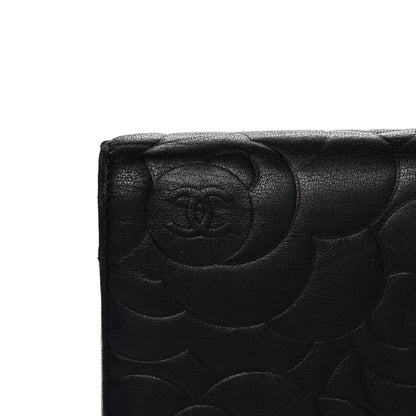 Chanel Lambskin Camellia Embossed Yen Wallet Black 12 of 14