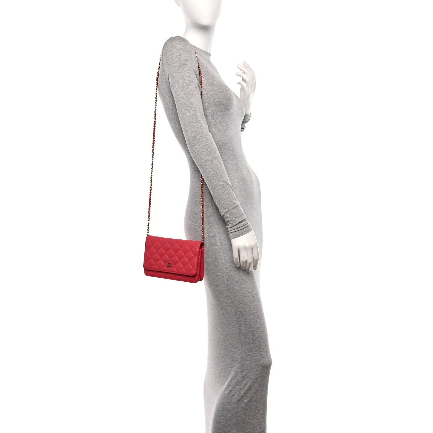 Caviar Quilted Wallet on Chain WOC Pink
