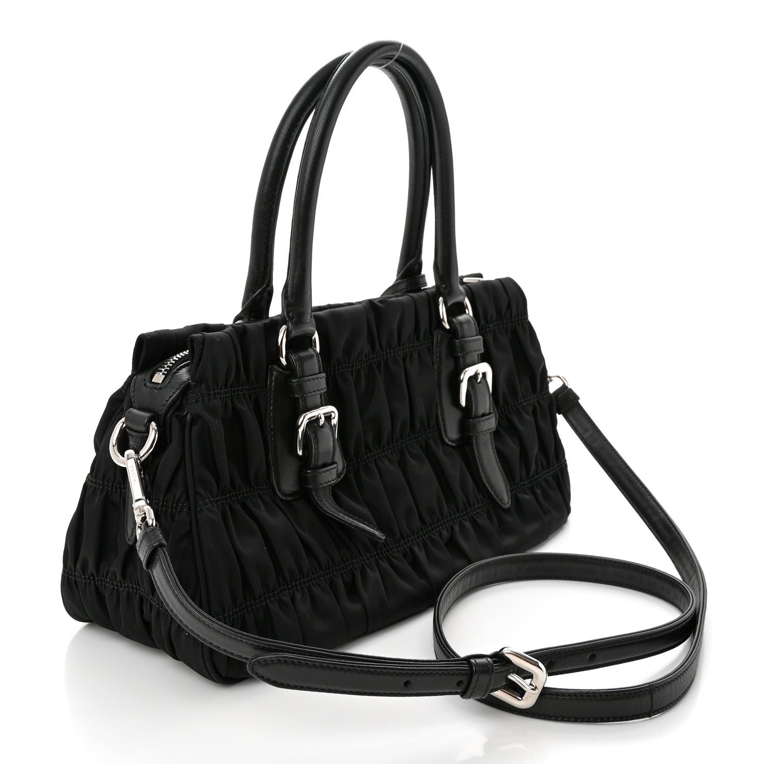 Prada Tessuto Nylon Gaufre Shopping Satchel Black 3 of 14