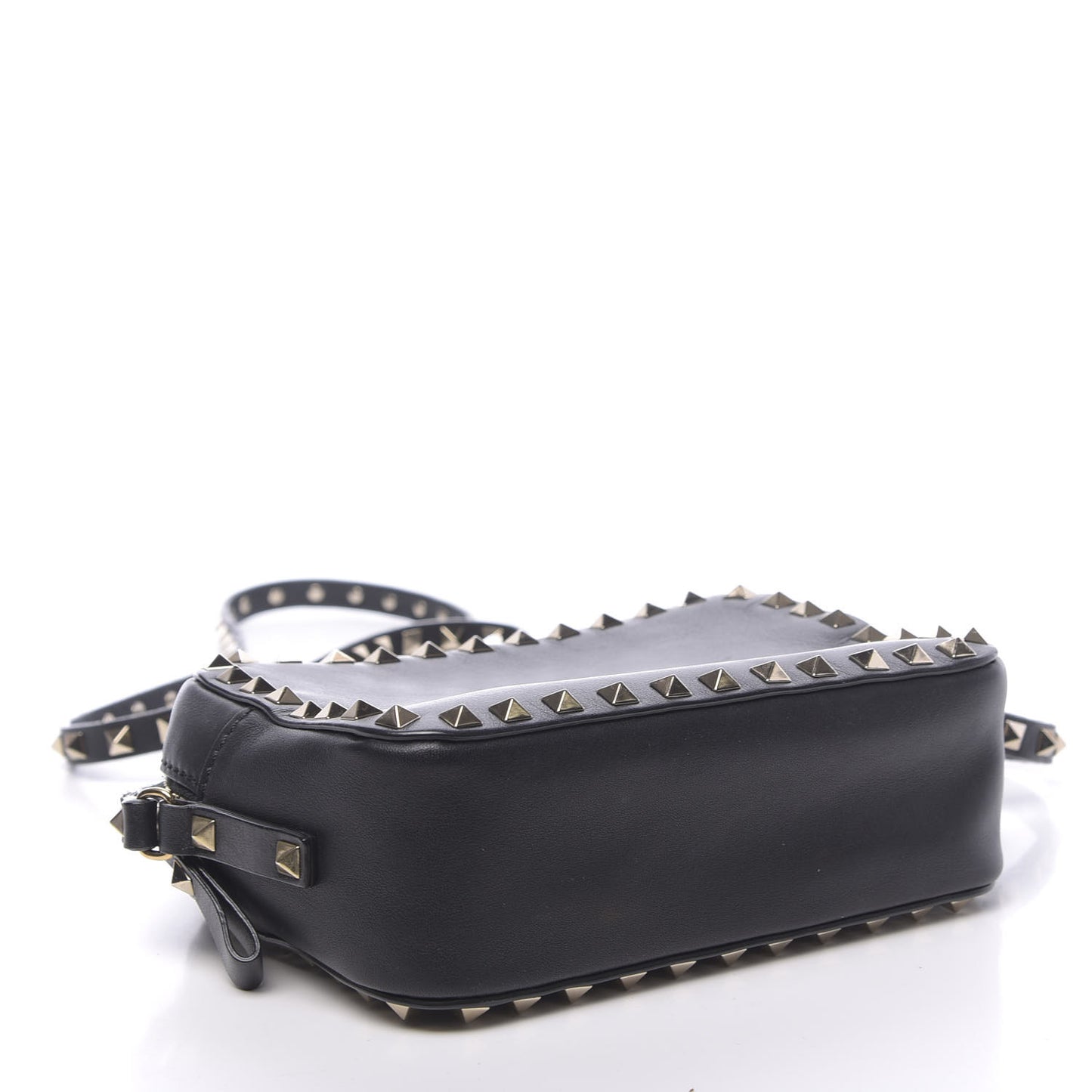 Calfskin Rockstud Camera Crossbody Bag Black