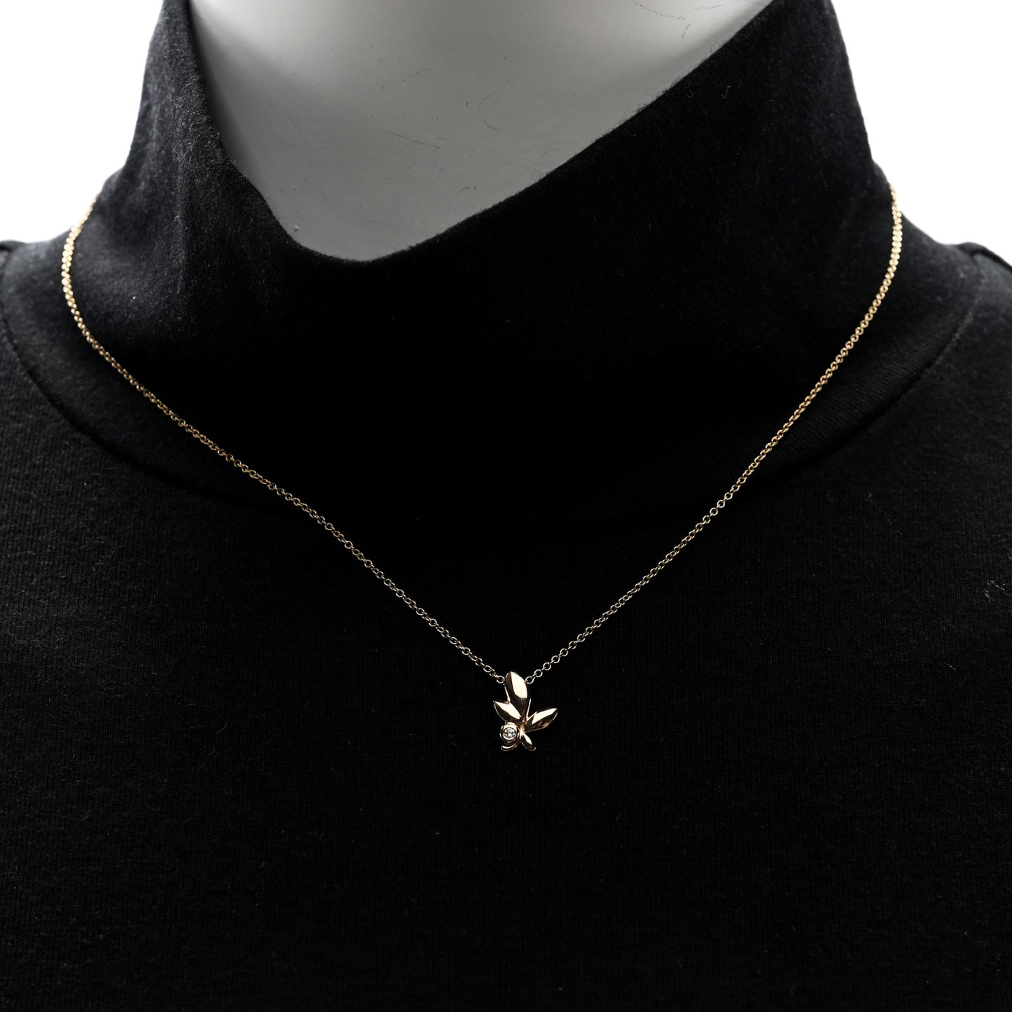 18K Yellow Gold Diamond Paloma Picasso Olive Leaf Pendant Necklace