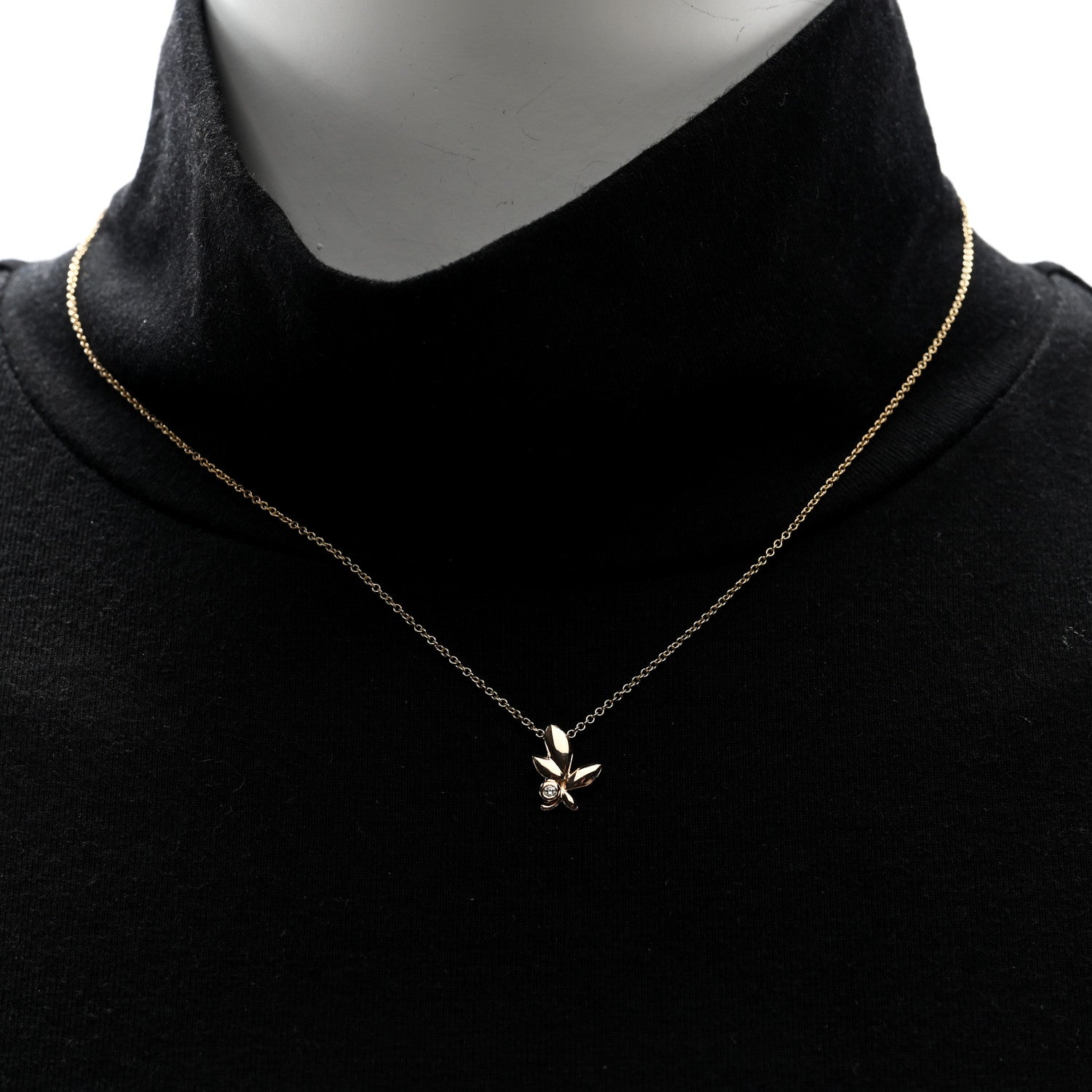 Tiffany 18K Yellow Gold Diamond Paloma Picasso Olive Leaf Pendant Necklace 3 of 7