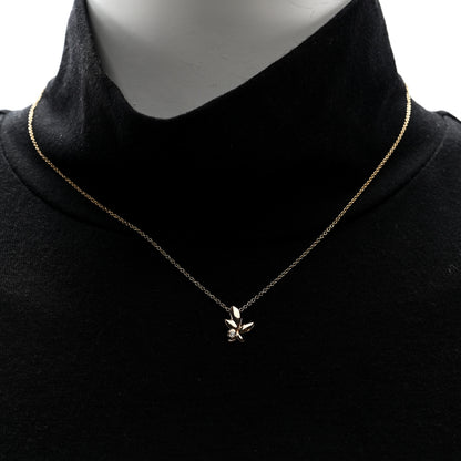 Tiffany 18K Yellow Gold Diamond Paloma Picasso Olive Leaf Pendant Necklace 3 of 7