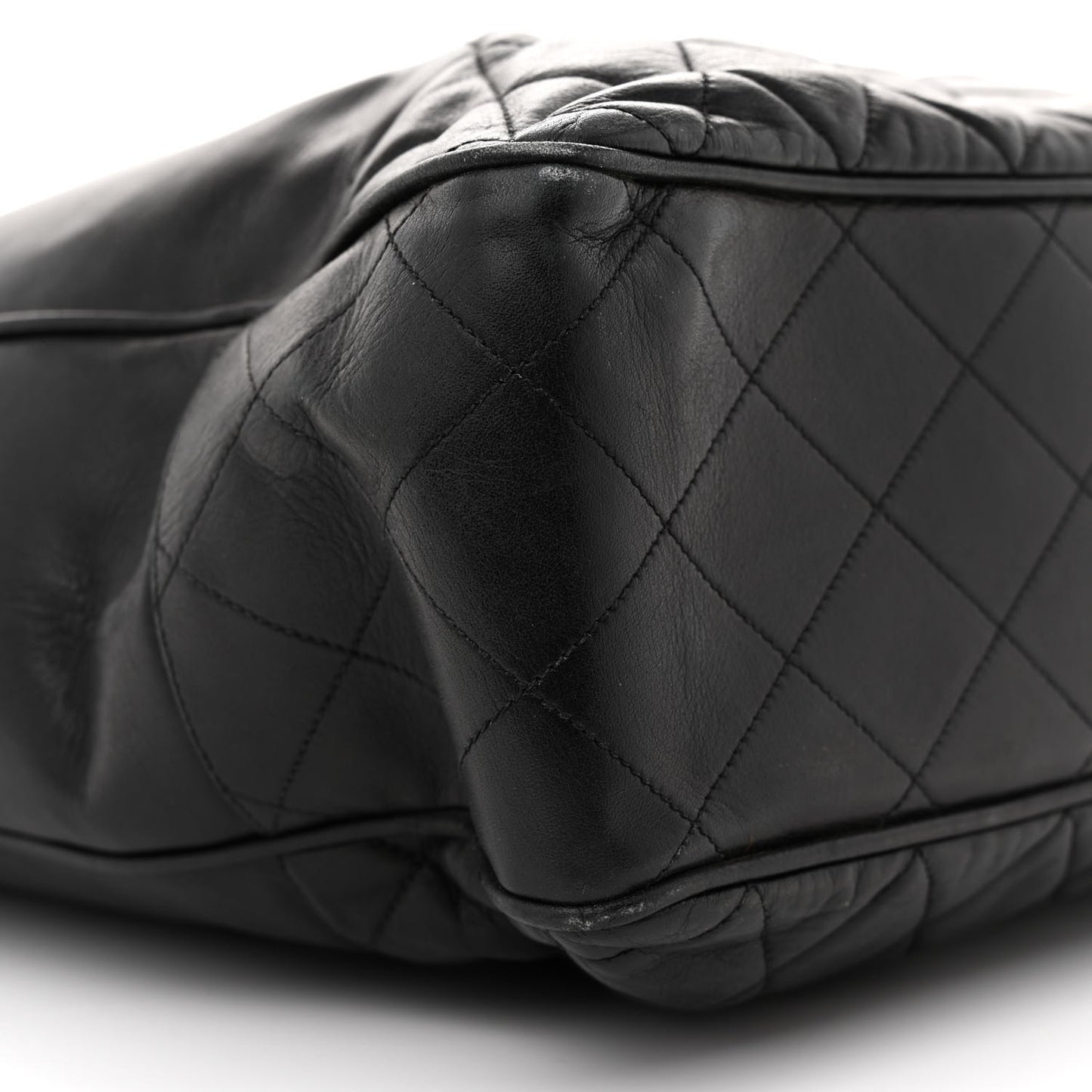 Lambskin Quilted CC Shopping Tote Black