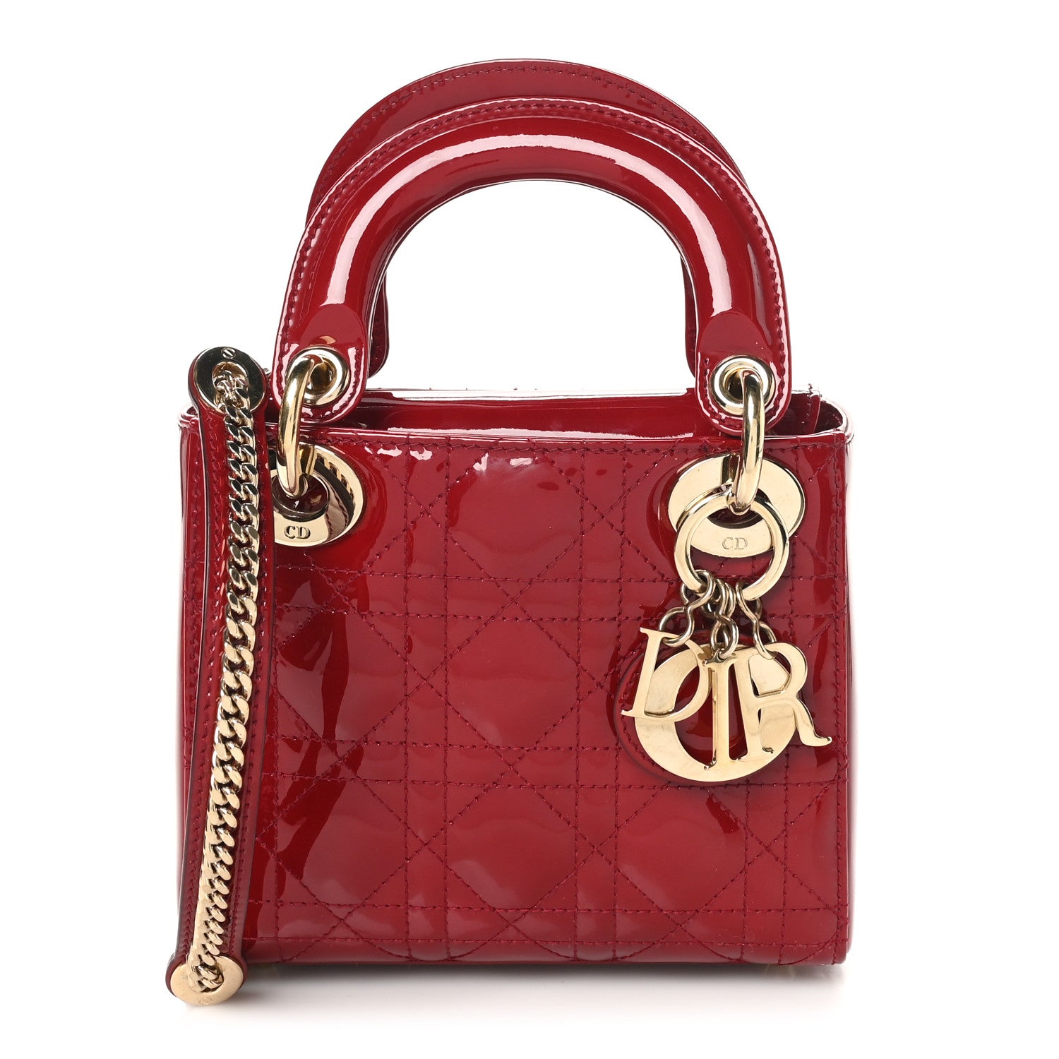 Christian Dior Patent Cannage Mini Lady Dior Red 1 of 10