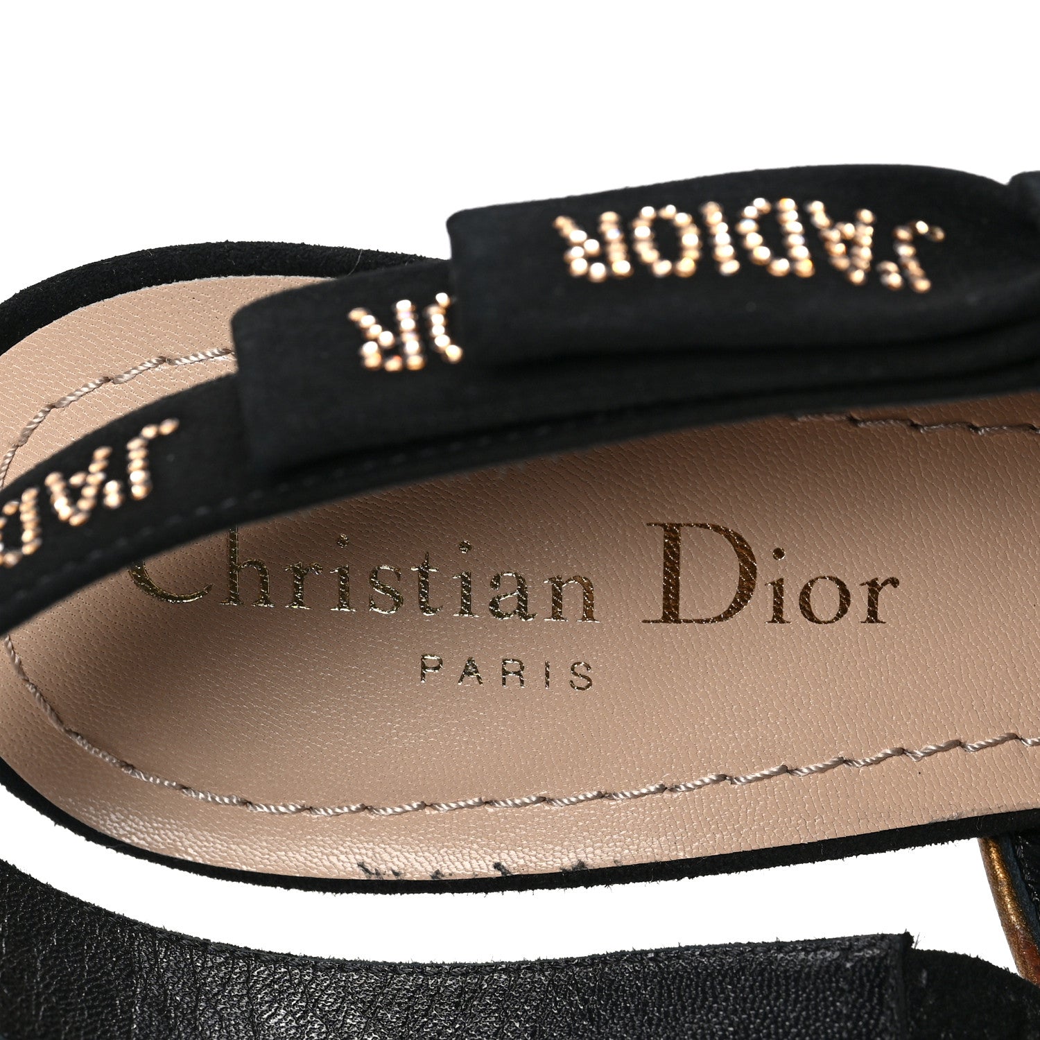 Christian Dior Metallic Grossgrain J'Adior Ribbon Slingback Pumps 37 Black 7 of 9