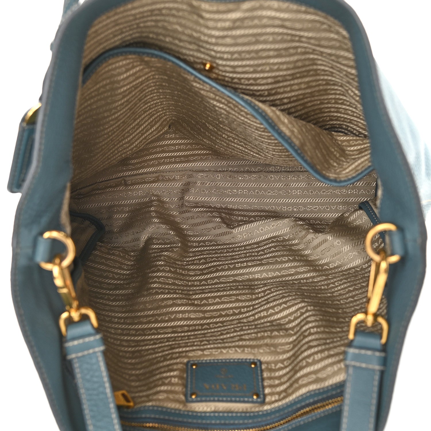 Prada Cervo Deerskin Tote Blue 5 of 10