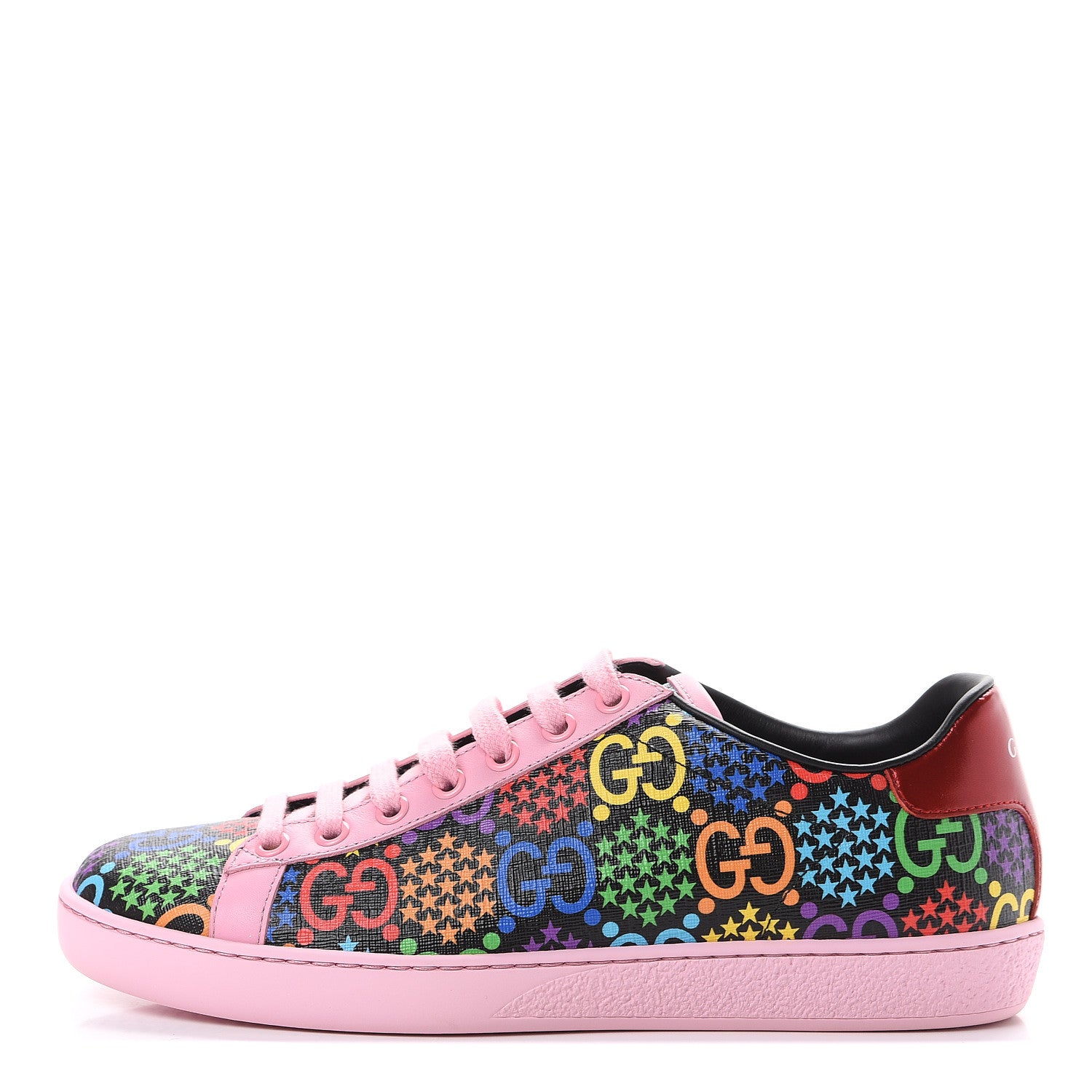 Gucci GG Supreme Monogram Psychedelic Womens Ace Sneakers 37 Black Multicolor Sugar Pink 1 of 8