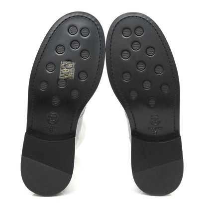 Chanel Calfskin Lace Up Logo Mid Calf Combat Boots 37 White Black 6 of 13