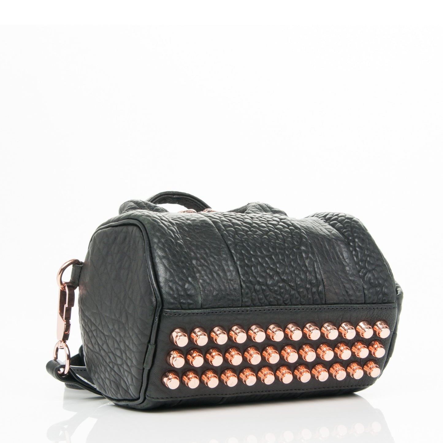 Pebbled Lambskin Mini Rockie Black Rose Gold Hardware