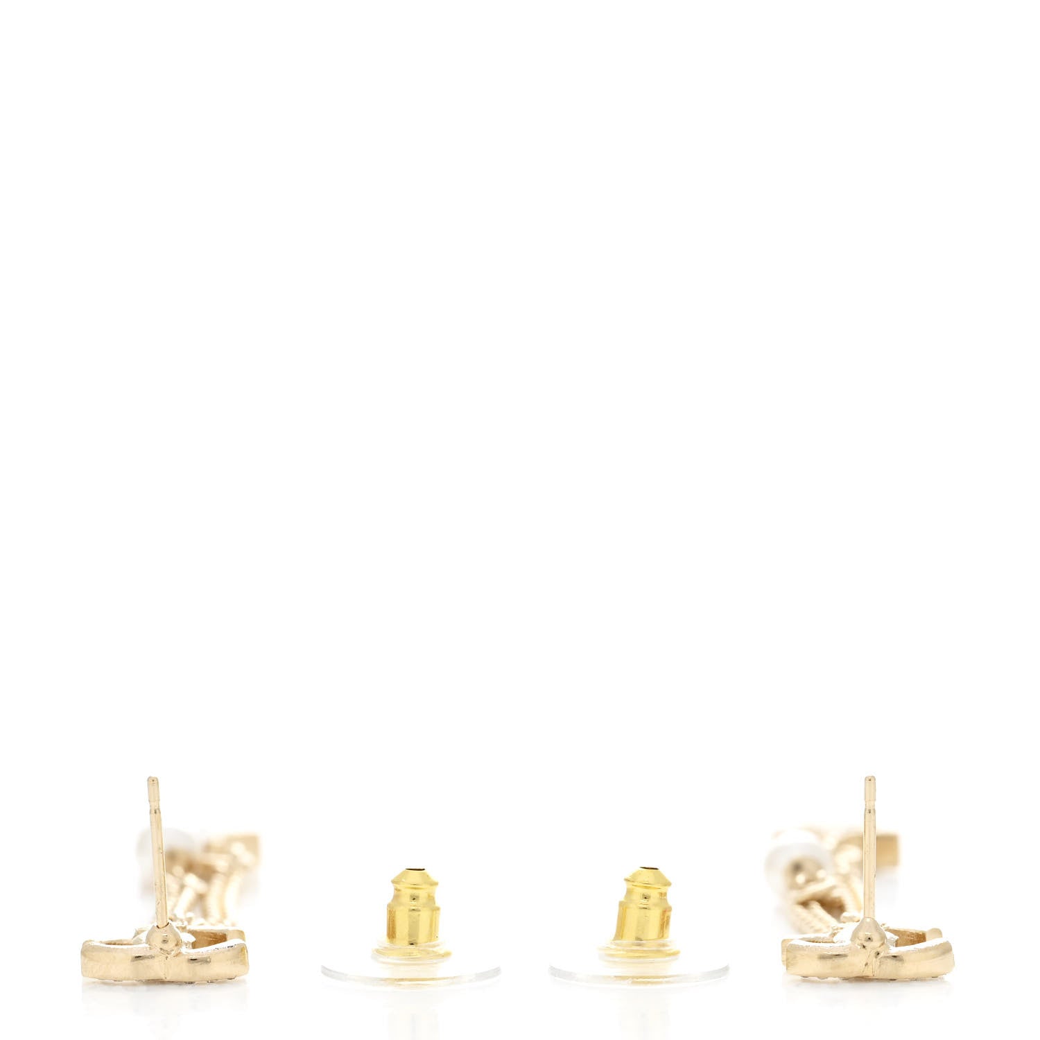Chanel Crystal Pearl CC Star Drop Earrings Gold 3 of 5