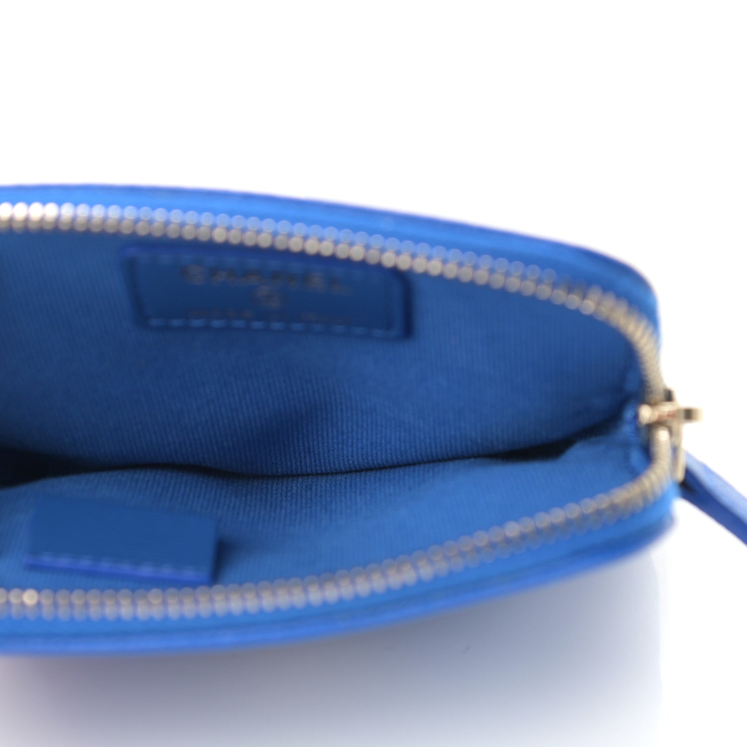 Chanel Caviar Quilted Zip Card Holder Wallet Blue 5 of 8