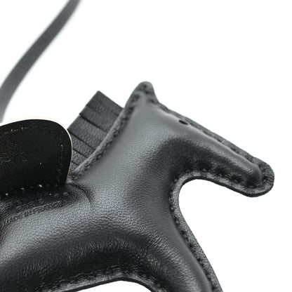 Hermes Milo Lambskin Matte Niloticus Crocodile Himalaya Touch Grigri Rodeo Horse Bag Charm PM Black White 3 of 4