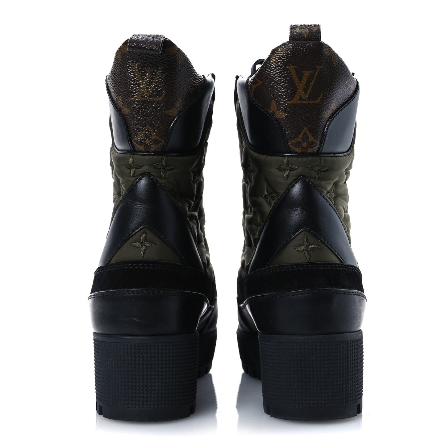 Nylon Embroidered Monogram Suede Laureate Platform Desert Boots 41 Kaki