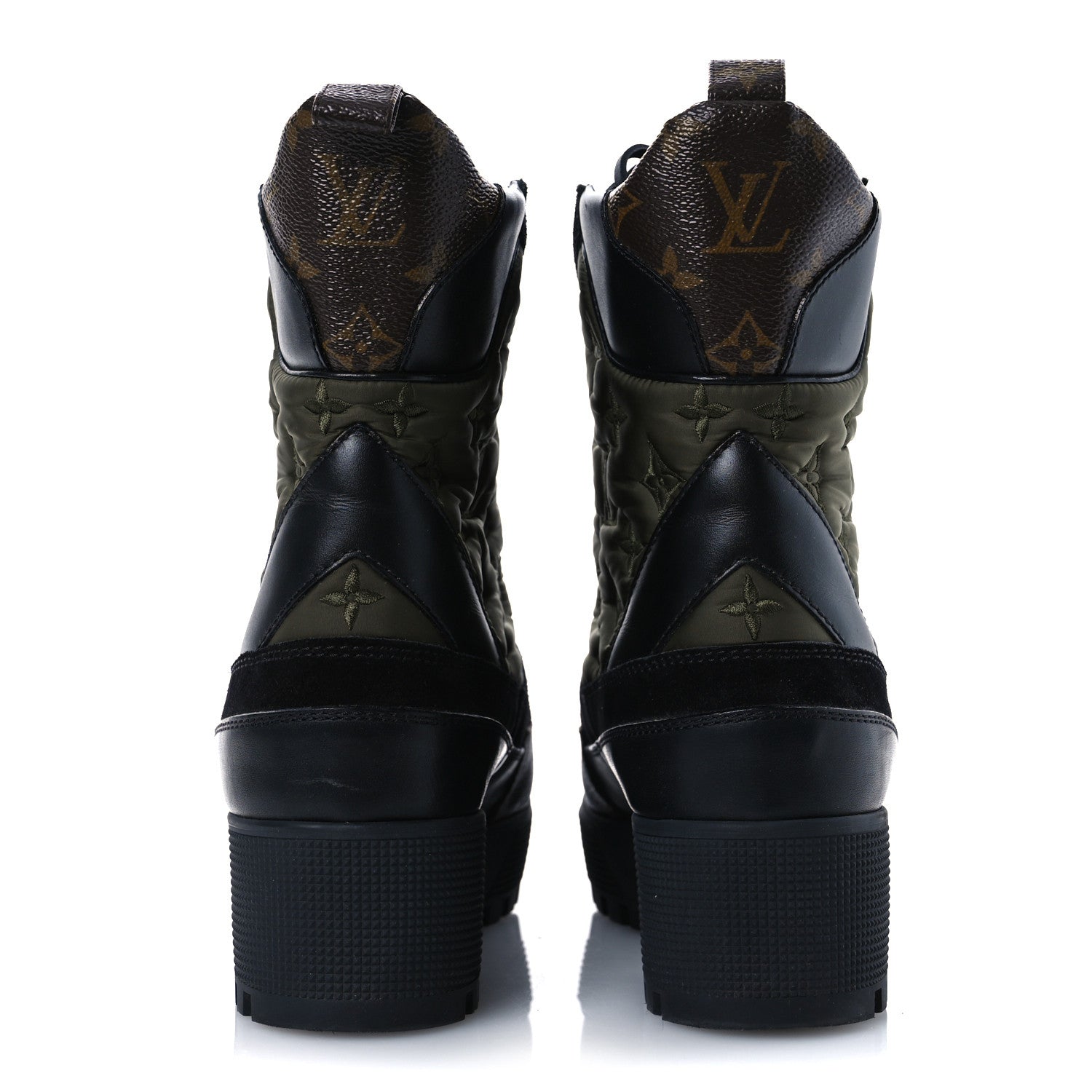 Louis Vuitton Nylon Embroidered Monogram Suede Laureate Platform Desert Boots 41 Kaki 6 of 10
