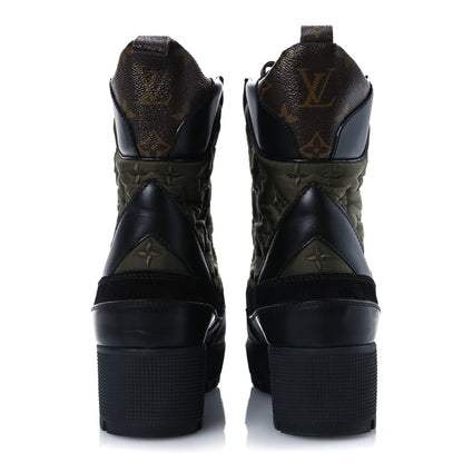 Louis Vuitton Nylon Embroidered Monogram Suede Laureate Platform Desert Boots 41 Kaki 6 of 10