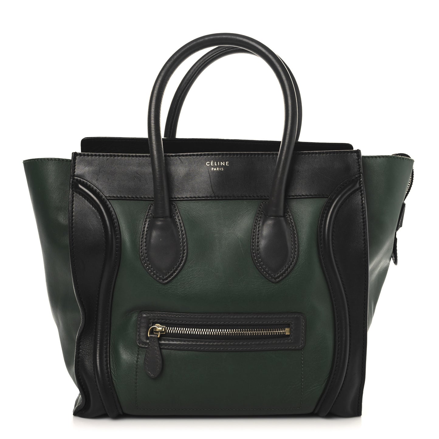 Smooth Calfskin Mini Bi-Color Luggage Forest Black