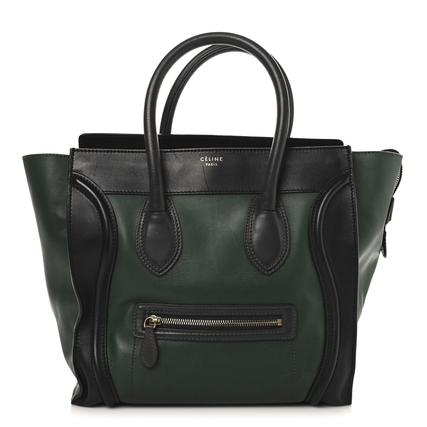 Celine Smooth Calfskin Mini Bi-Color Luggage Forest Black 1 of 14