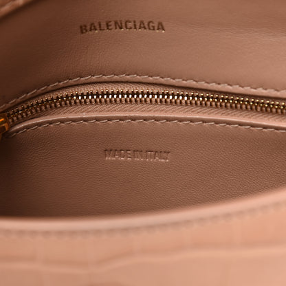 Balenciaga Extra Supple Calfskin Crocodile Embossed Small Downtown Shoulder Bag Nude Beige 7 of 10