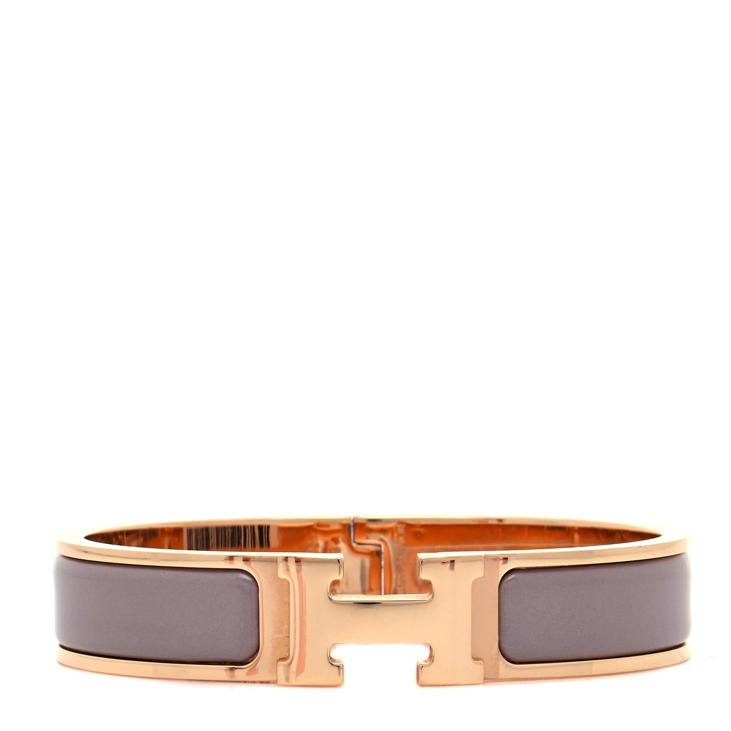 Enamel Narrow Clic Clac H Bracelet PM Marron Glace
