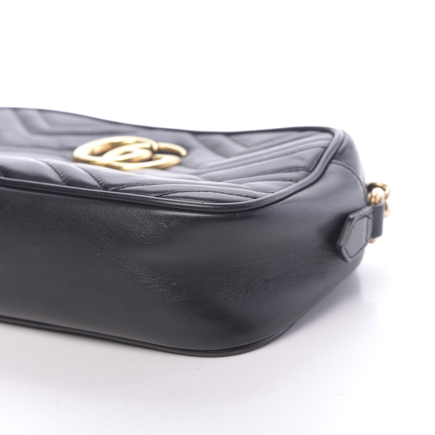 Gucci Calfskin Matelasse Small GG Marmont Chain Shoulder Bag Black 13 of 14