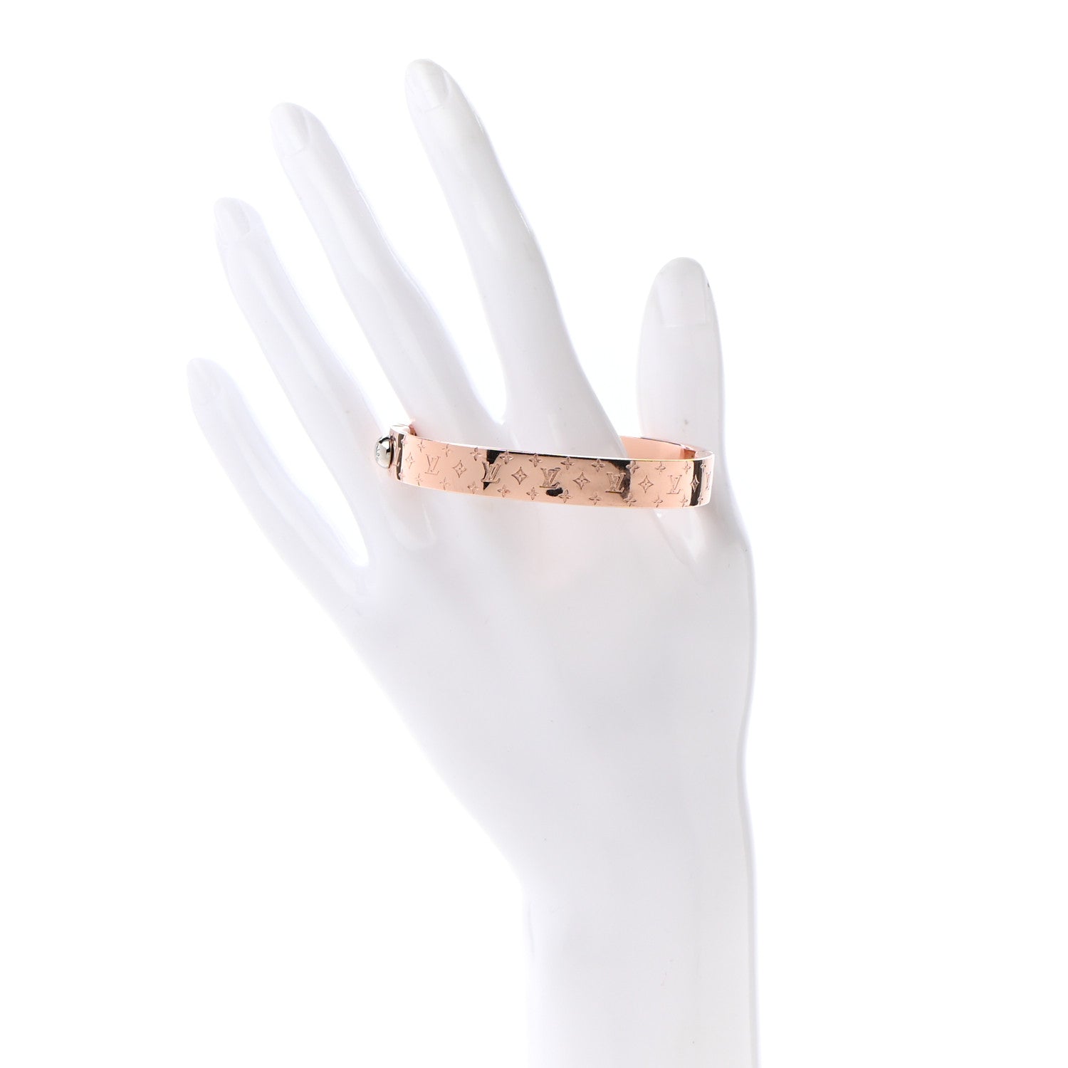 Louis Vuitton Brass Monogram Nanogram Cuff S Pink Gold 2 of 6