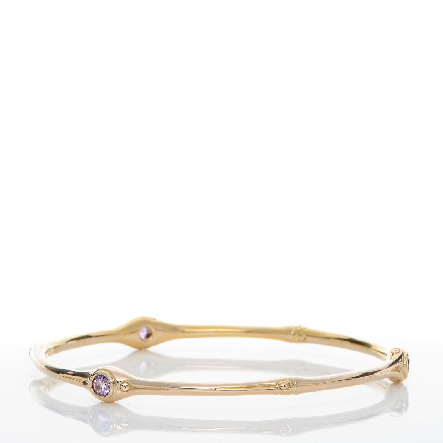 John Hardy 18K Yellow Gold Amethyst Slim Bamboo Batu Bangle 3 of 4