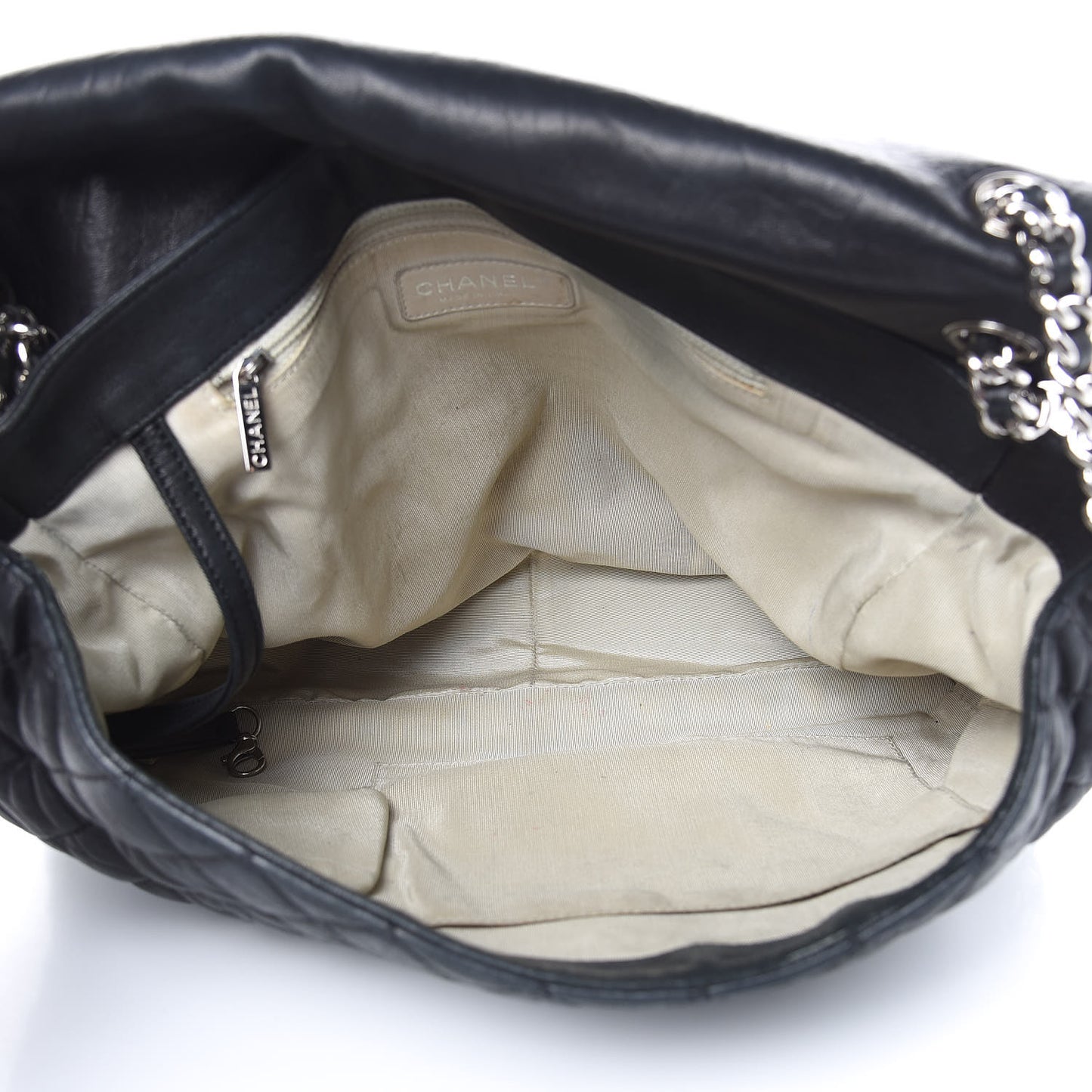 Washed Lambskin Quilted Maxi Chain Around Flap Black