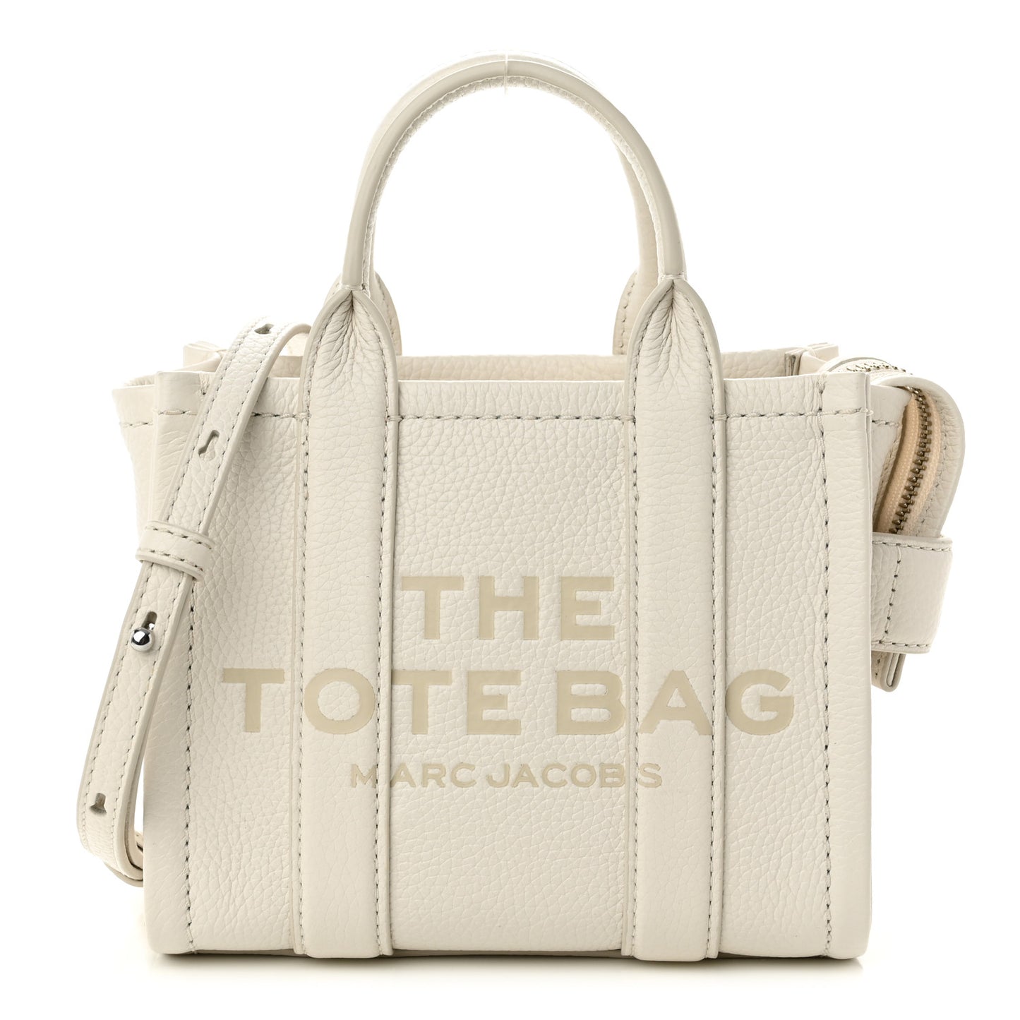 Grained Calfskin Micro The Tote Bag Cotton Silver