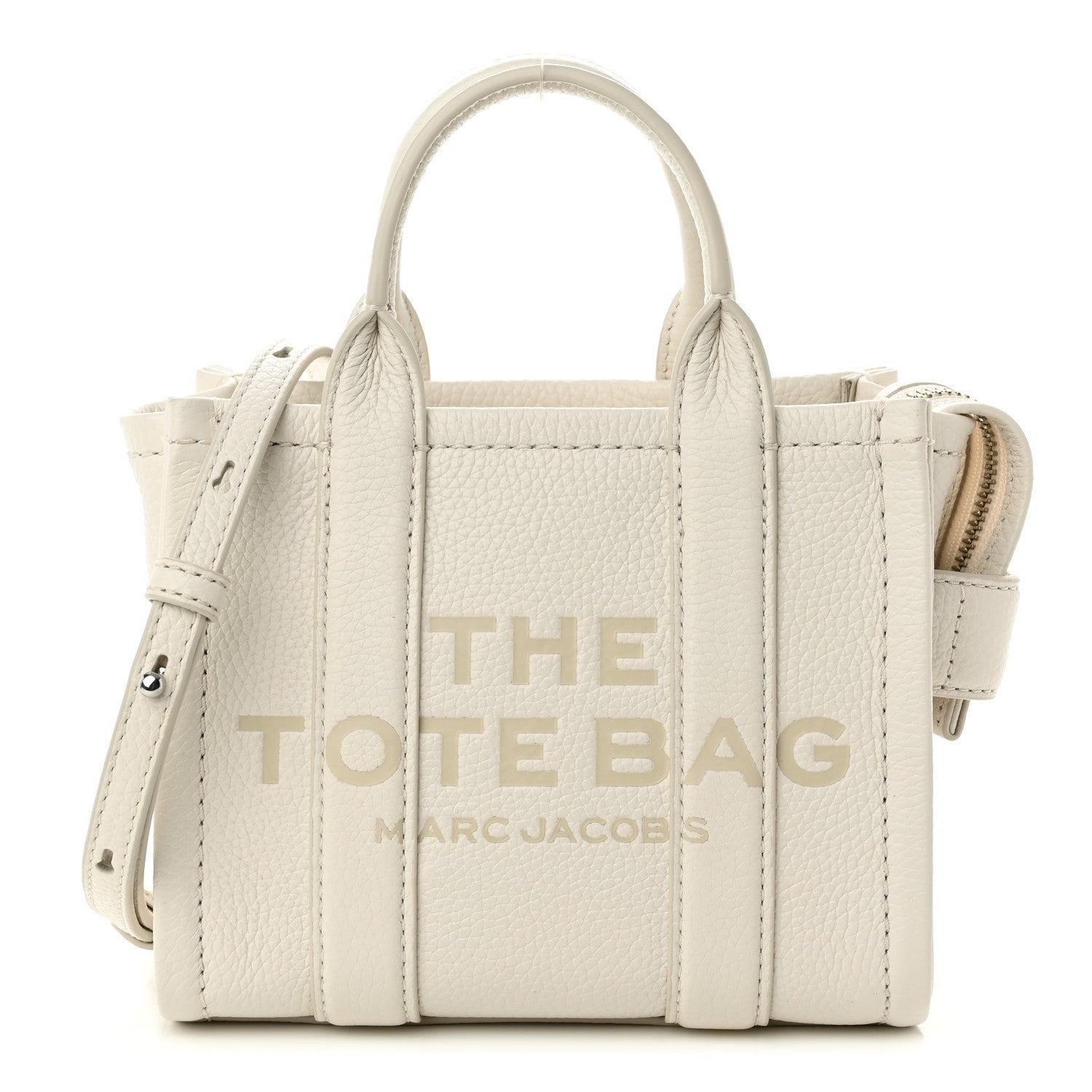 Marc Jacobs Grained Calfskin Micro The Tote Bag Cotton Silver 1 of 10