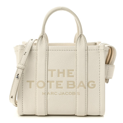 Marc Jacobs Grained Calfskin Micro The Tote Bag Cotton Silver 1 of 10