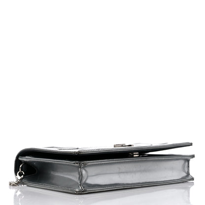 Christian Dior Metallic Patent Micro-Cannage Diorama Wallet on Chain Pouch Silver 4 of 12