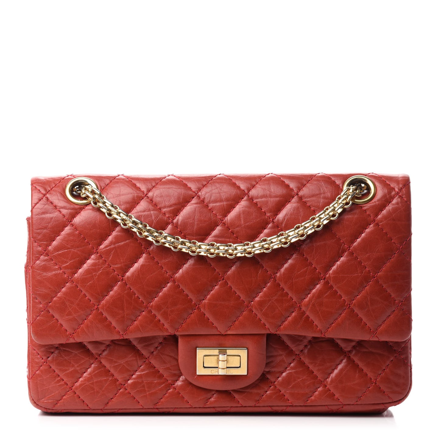 Aged Calfskin Quilted 2.55 Reissue 225 Flap Red