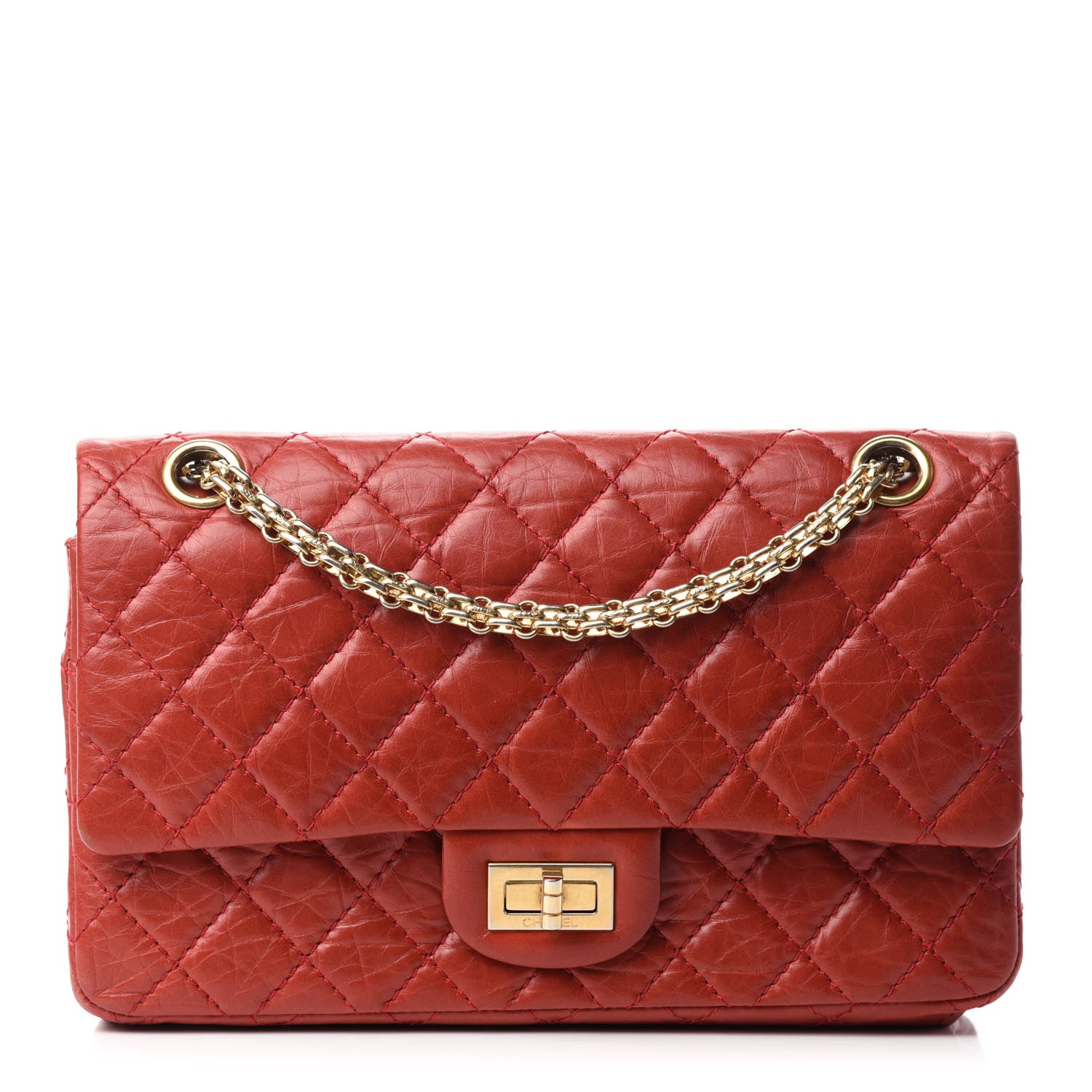 Chanel Aged Calfskin Quilted 2.55 Reissue 225 Flap Red 1 of 12