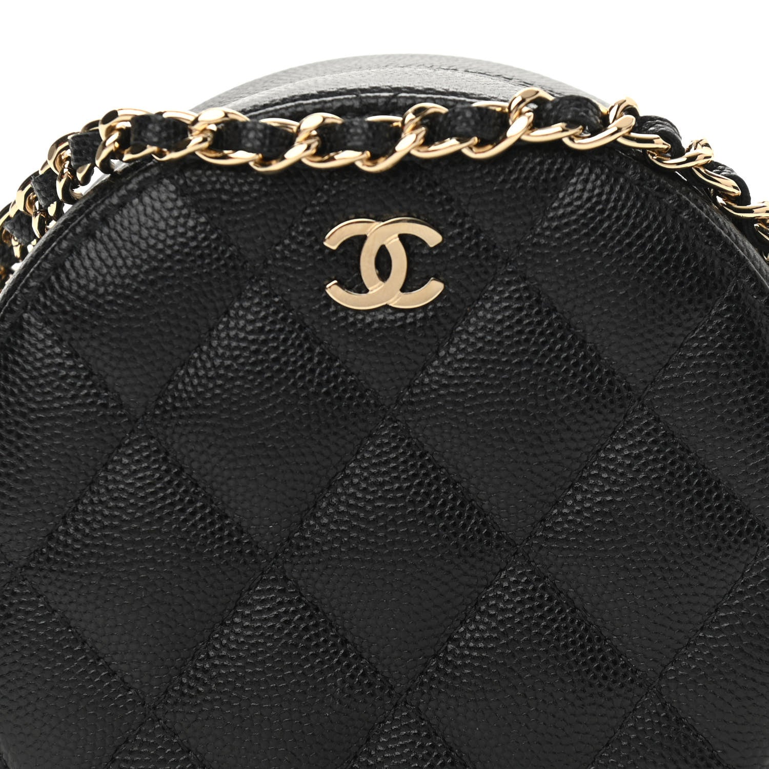 Chanel Caviar Quilted Round Clutch With Chain Black 8 of 12