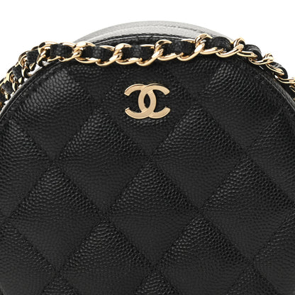 Chanel Caviar Quilted Round Clutch With Chain Black 8 of 12