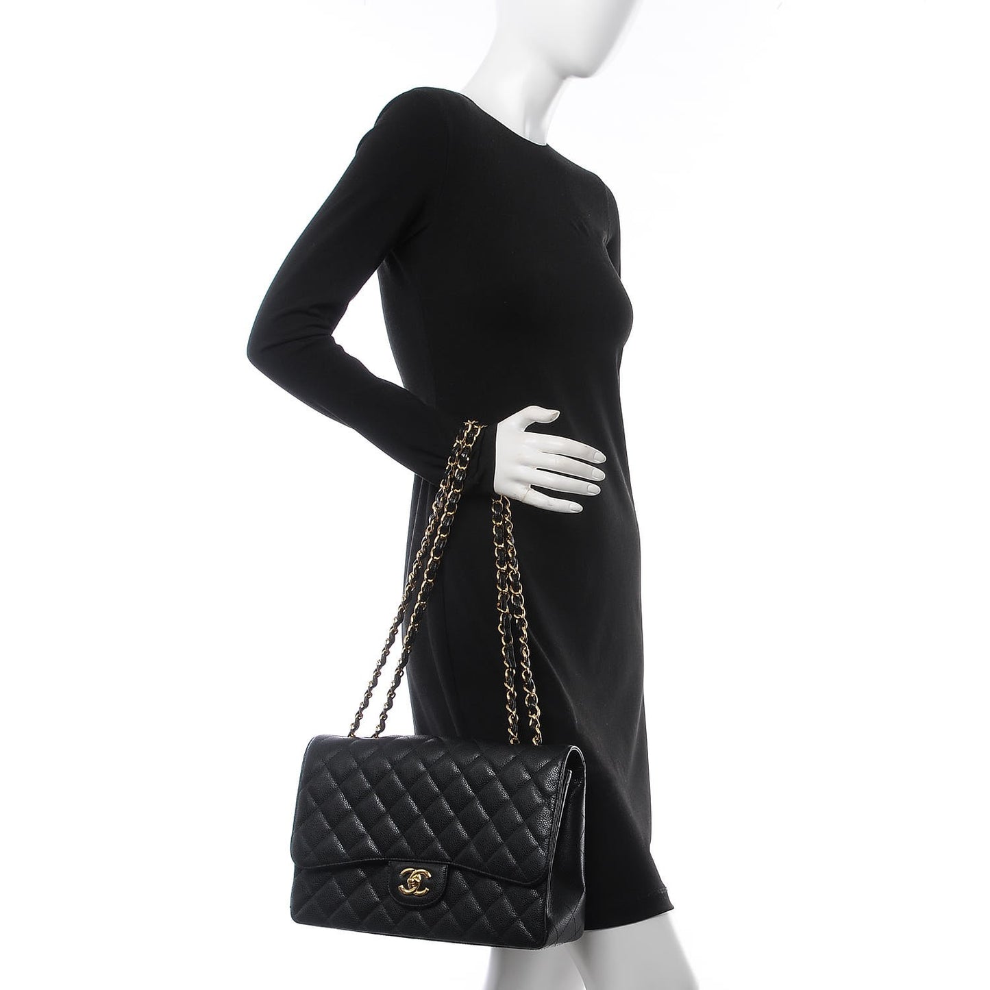 Caviar Quilted Jumbo Single Flap Black