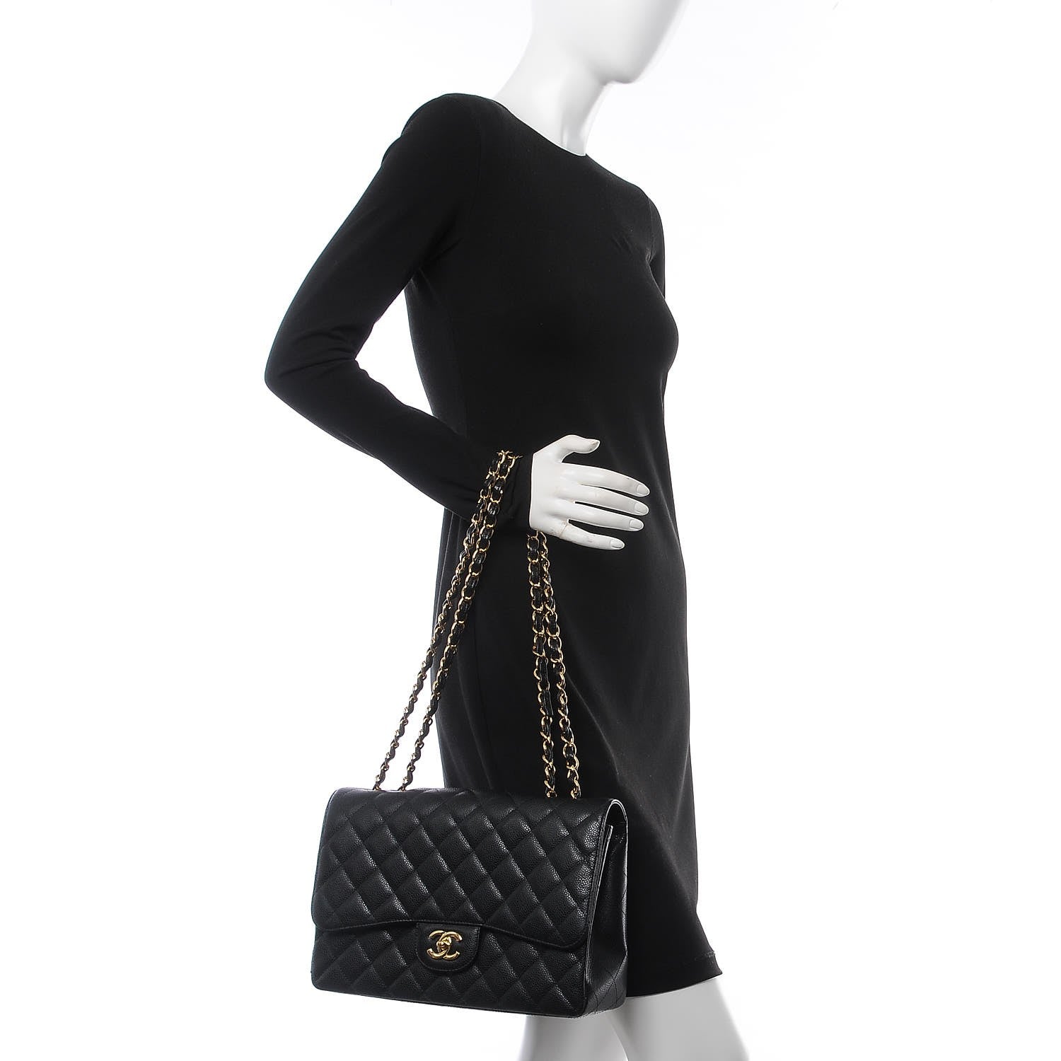 Chanel Caviar Quilted Jumbo Single Flap Black 2 of 9