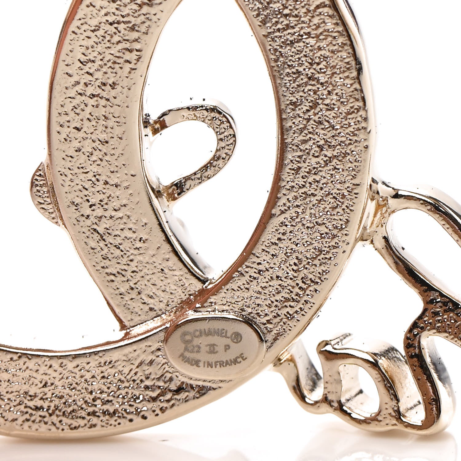 Chanel Metal Crystal Coco Script CC Brooch Gold 4 of 4