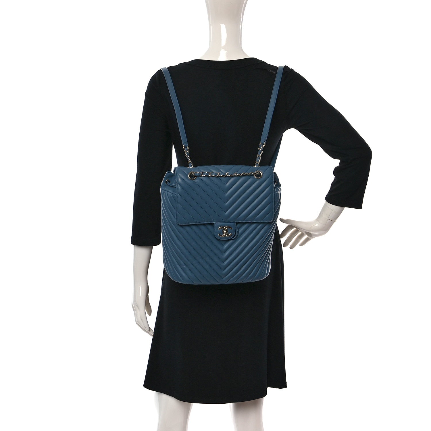 Chanel Calfskin Chevron Quilted Large Urban Spirit Backpack Light Blue 2 of 9