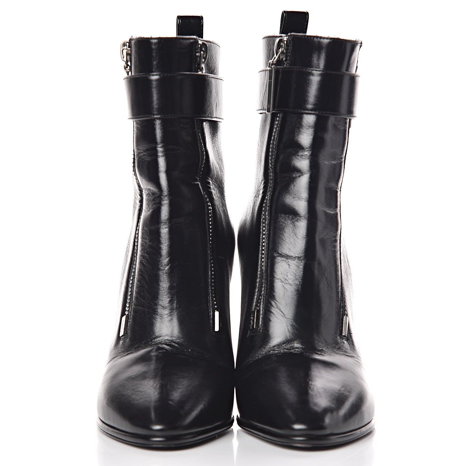 Saint Laurent Moroder Calfskin Loulou 95 Ankle Zip Booties 35.5 Black 2 of 17