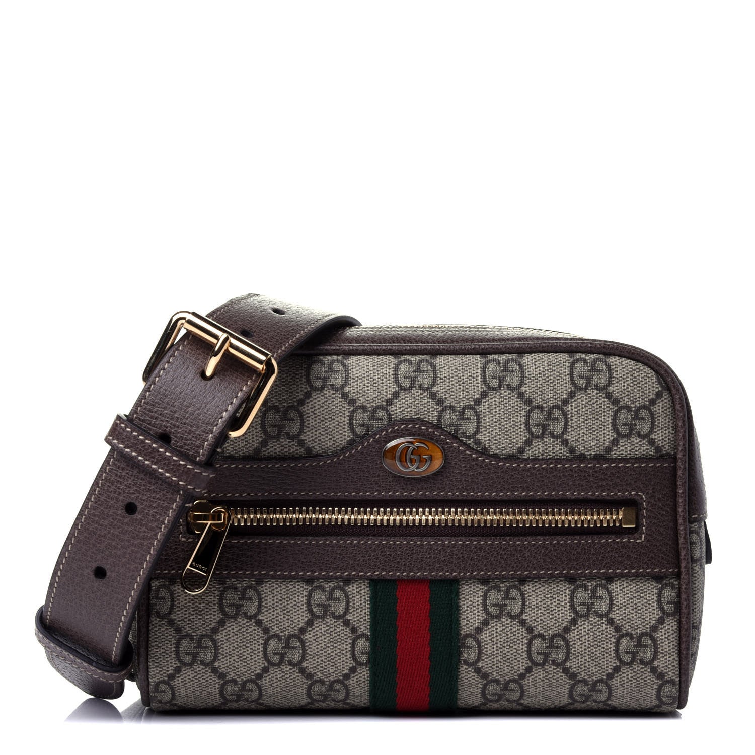 Gucci GG Supreme Monogram Web Small Ophidia Belt Bag 85 34 Dark Brown 1 of 5