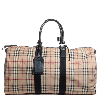 Burberry Haymarket Check Duffle Bag Dark Brown 1 of 7