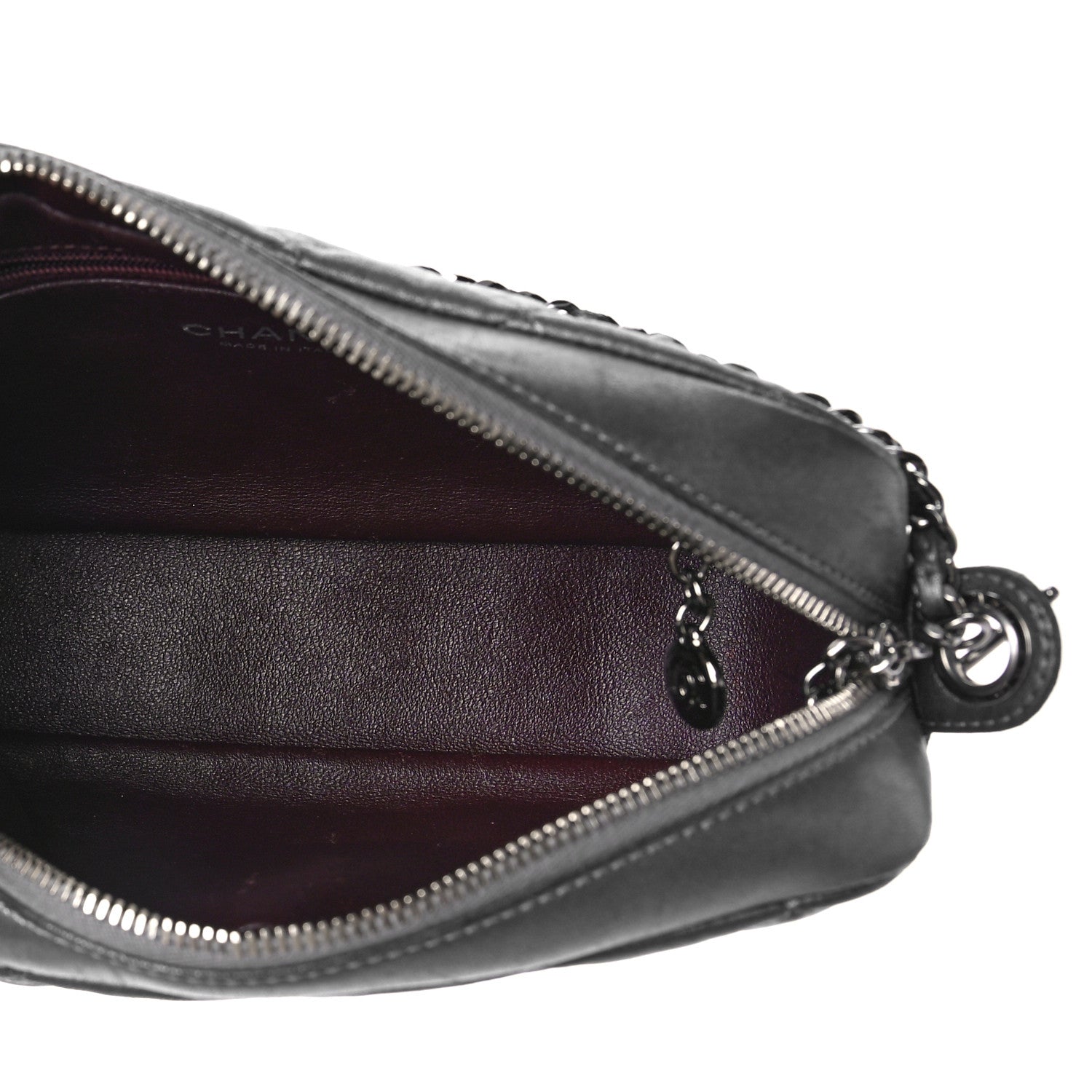 Chanel Metallic Calfskin Quilted Small Ballerine Camera Case Grey 5 of 15
