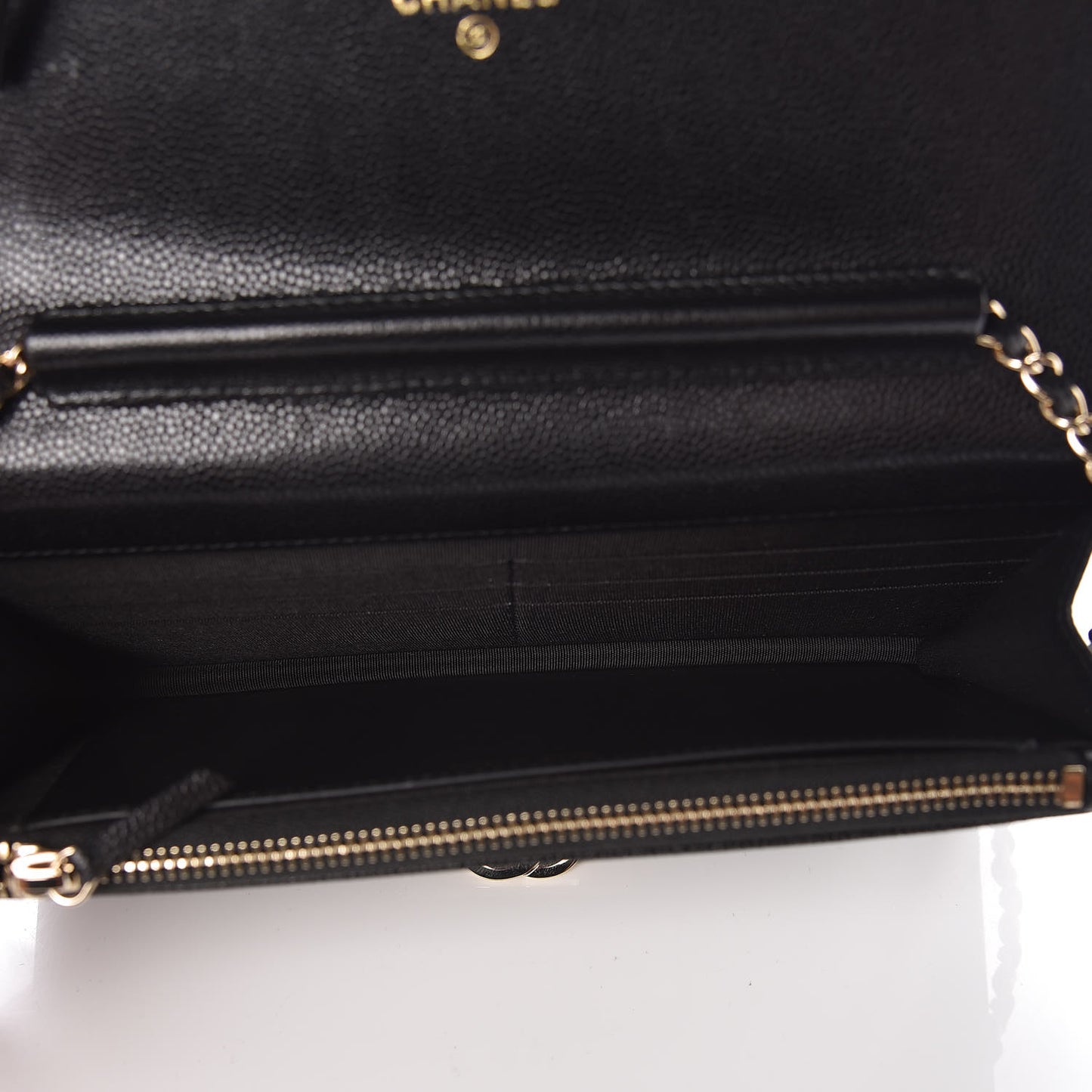 Caviar Quilted Golden Class Wallet On Chain WOC Black
