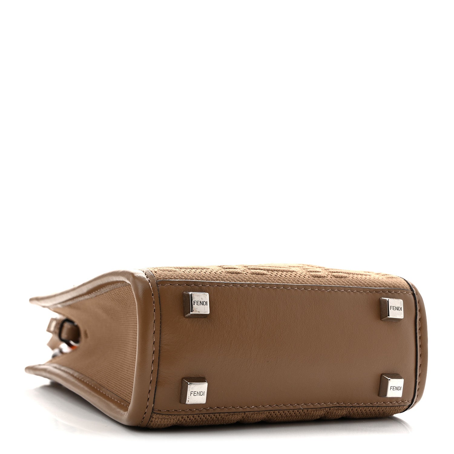 Fendi Technical Fabric Vitello Ceylon Plexiglass FF Mini Fendi Sunshine Shopper Tote Sand 4 of 12