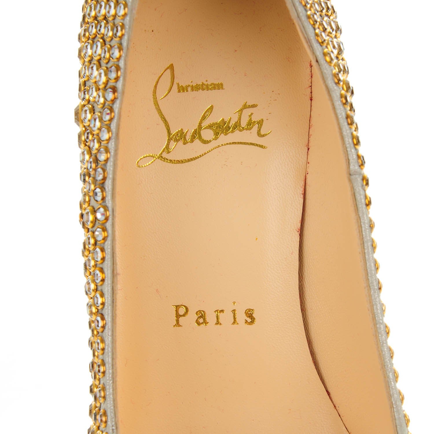 Christian Louboutin Crystal Suede Burma Daffodile Strass 160 Pumps 35.5 Gold 6 of 8